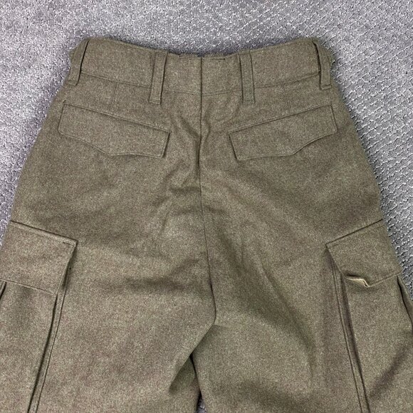NWOT Vintage 1962 M&S German Military Pants Mens 28 x 30 Olive Cargo Wool Heavy - Picture 6 of 14